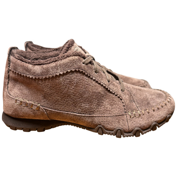 SKECHERS Bikers Lineage Women's 6 Moc Toe Chocolate Suede Chukka Lace Up Boot - Picture 2 of 15